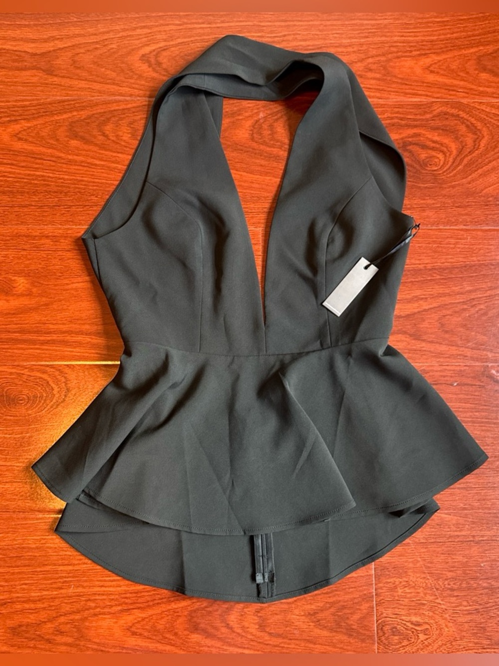 Lovers + Friends Black Halter Peplum Top Size M NWT